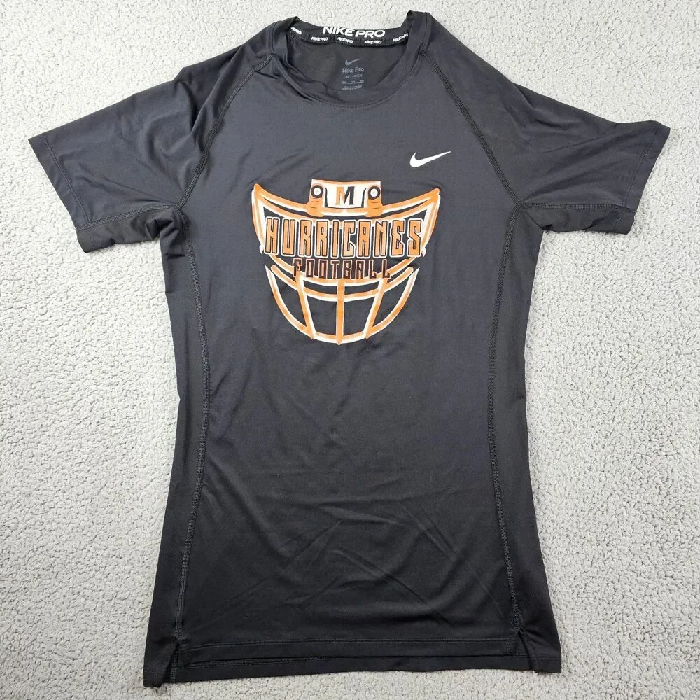 Miami Hurricanes Shirt Mens 2XL Black Nike Pro Slim Fit Athletic Training Logo
